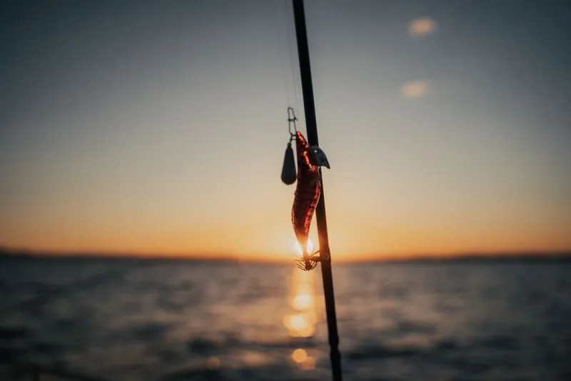 Закат и рыбалка на кальмара на Фукуоке