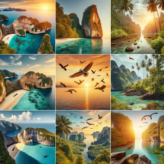 Несколько впечатляющих съемочных мест острова в Тайланде, фон тропических джунглей