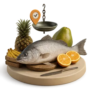 Рыбный и фруктовый рынок