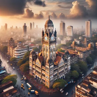 Раджабаи башня Мумбаи, архитектурный шедевр, в окружении других исторических зданий